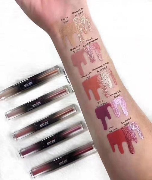 

2019 new beauty matte metal melted hadow eye makeup lip co metic eye hadow lipglo liquid lip tick 5pc et 10 color