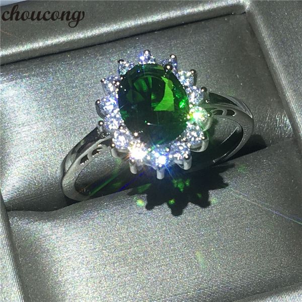 Choucong Anello Princess Diana Diamante 2ct 100% Vero argento sterling 925 Fedi nuziali di fidanzamento Anelli per donna uomo Bijoux