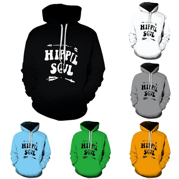 

men's style 3d printed letter hoodies long-sleeved cap guard with round collar autumn and winter sweatshirt hoodies for mens, Black