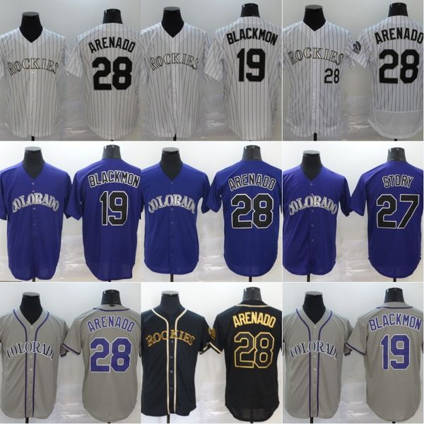 

28 nolan arenado 19 charlie blackmon 27 trevor story 2020 season men/women felx cool base double stitched baseball jerseys shirt in stock, Blue;black