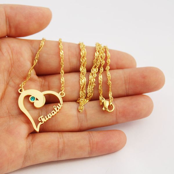 

personalized custom name pendant necklaces for women stainless steel gold chain tuvalu island nameplate necklace, Silver