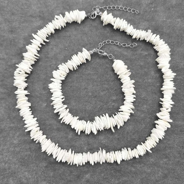 

natural puka shell neck lace clam chips shells with handmade hawaii beach bracelet, Golden;silver