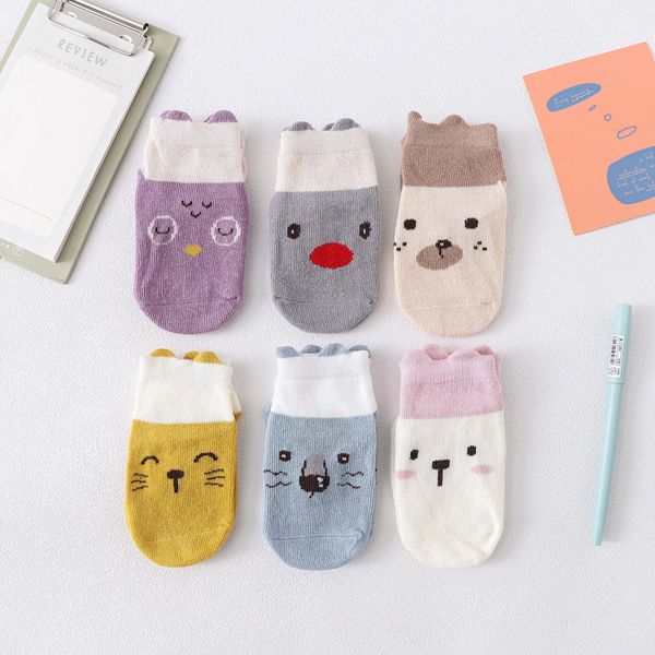 

2020 autumn spring cotton baby non-slip children cartoon girl boy socks newbron 6pair=12pc=lot character unisex, Pink;yellow