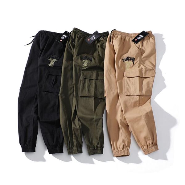 

brand mens pants classic parade pants womens zipper overalls beam foot trousers irregular casual pants overalls men sweatpants, Black
