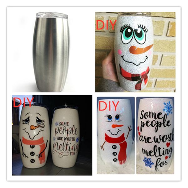 25 Unzen Football Tumbler Snowman Tumbler Edelstahl stiellose Eierbecher mit Deckel vakuumisolierte Weingläser 8