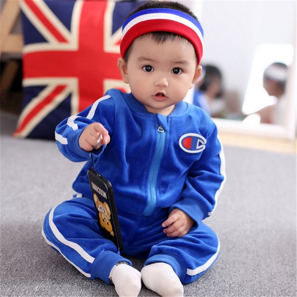 2020 Champion Designer Clothes Boys Girls Suits Kids Tracksuits Winter Velvet Jacket Pants Two Pieces Clothes Sets B81901 From Top Seller6 15 12 Dhgate Com