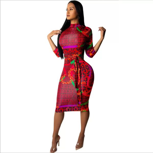 

3545 cross-border european and american foreign trade women's plaid long-sleeved dress nightclub dress with belt, Black;gray