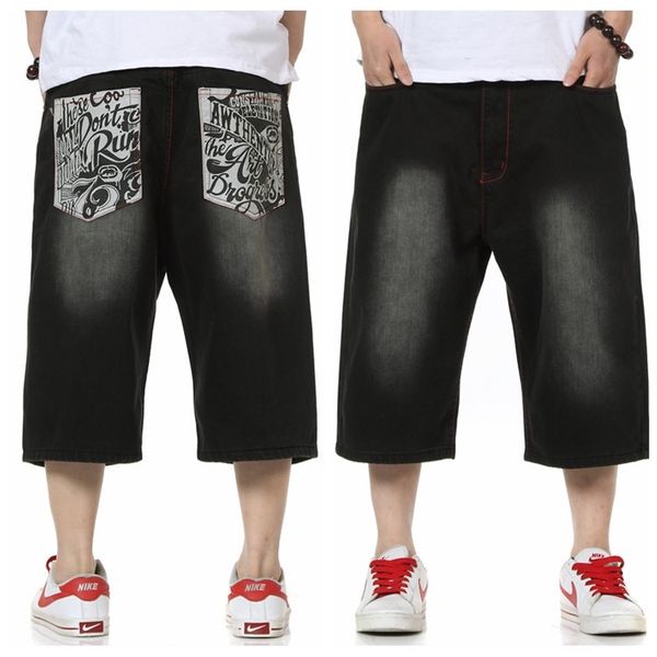 

men's jeans plus size mens casual blue lightweight denim shorts men summer jean hip hop short print letter