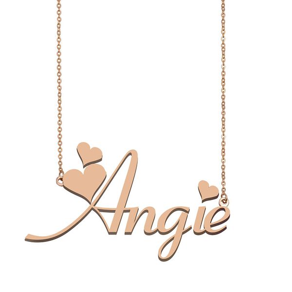 

angie name necklace pendant for women girlfriend gifts custom nameplate children good friends jewelry 18k gold plated stainless steel, Silver