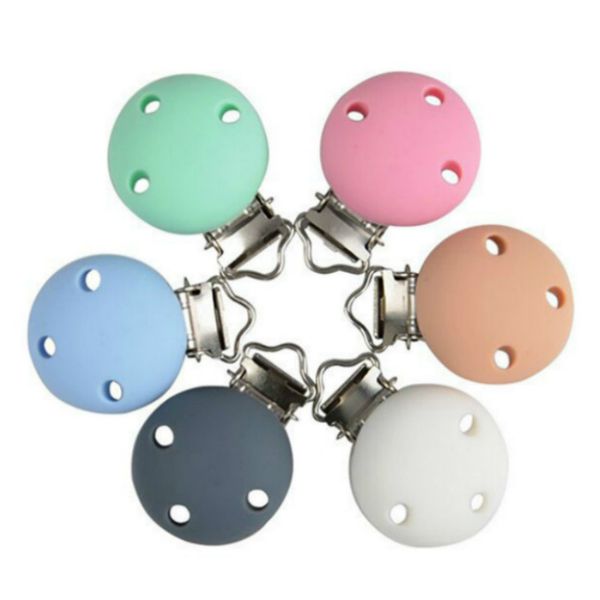 

6 pcs/set silicone round baby pacifier clips dummy teether toy soother nipple holder clip chain accessory