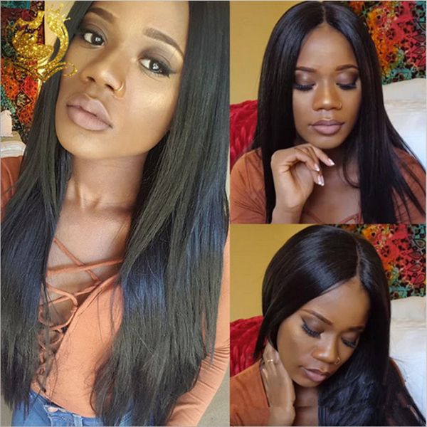 Long Straight Haired Wigs Bangs Make Up Fashion Black Brown