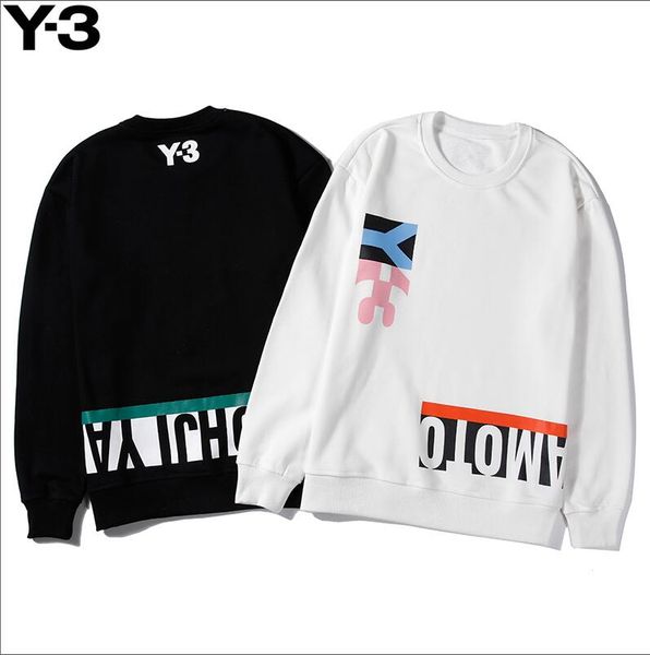 

2019 men and women y-3winter new fashion sports sweater printing short-sleeved embroidered cotton men's sweater -5, Black