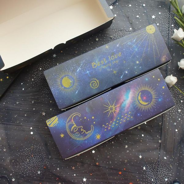 

23*5*7.5cm blue sky moon star wish 10 pcs cookie macaron chocolate paper box christmas birthday wedding party gift pack