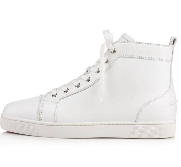 

2020 classic black,white leather men's flat high red bottom sneakers men famous brand leisure wedding eu35-46