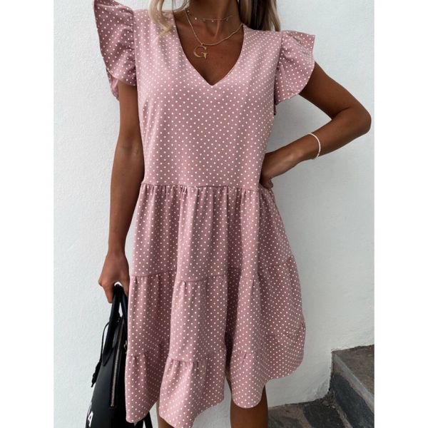 

women summer puff sleeve dress dot dress elegant women party fashion tunic sundress, Black;gray