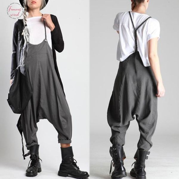 

2019 split summer casual комбинезоны женские комбинезоны падение промежность брюки femme suspender pantalon игровая одежда женщина 5xl перев, Black;white