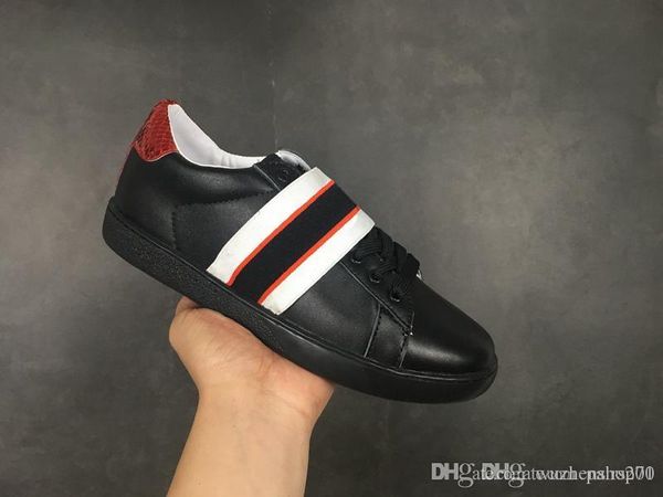 

little bee shoes black new bee web embroidered men women ace genuine leather designer sneakers white fashion casual shoes