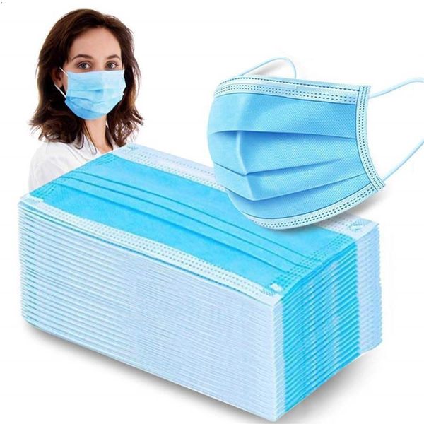 

blue face masks 3 ply ear loop breathable non woven dust mouth dhl ship mask comfortable er in stock