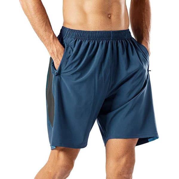 

men summer sports quick-drying shorts with zip pockets running short pants swimwear beach suit swimming pool beach party3.9, Brown;gray