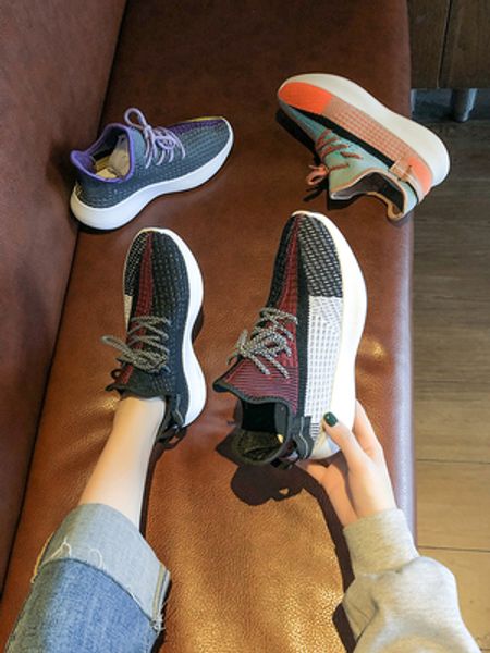 

2020 autumn and winter new sports shoes running dad shoes ins tide show feet small wild color matching casual women's, Black