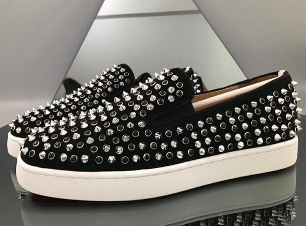 

mens designer shoes designer sneakers low cut spikes flats shoes red bottom for men leather sneakers party loafers shoes, Black