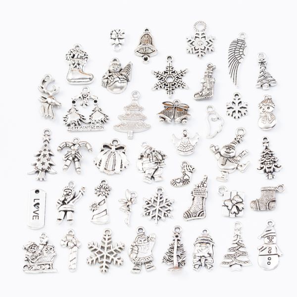 

40pcs 40different christmas tibetan silver mixed styles charms pendants diy jewelry for necklace bracelet making accessaries, Bronze;silver
