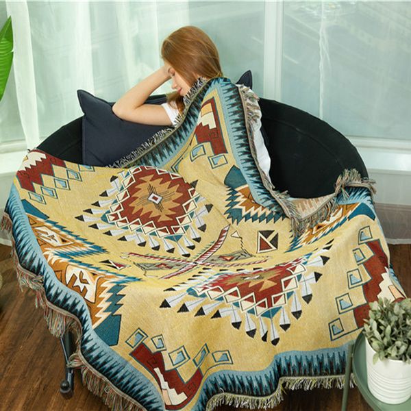 

american country throw blanket backrest towel tapestry sofa covers cobertor dust cover double rhombus geometric bed blankets