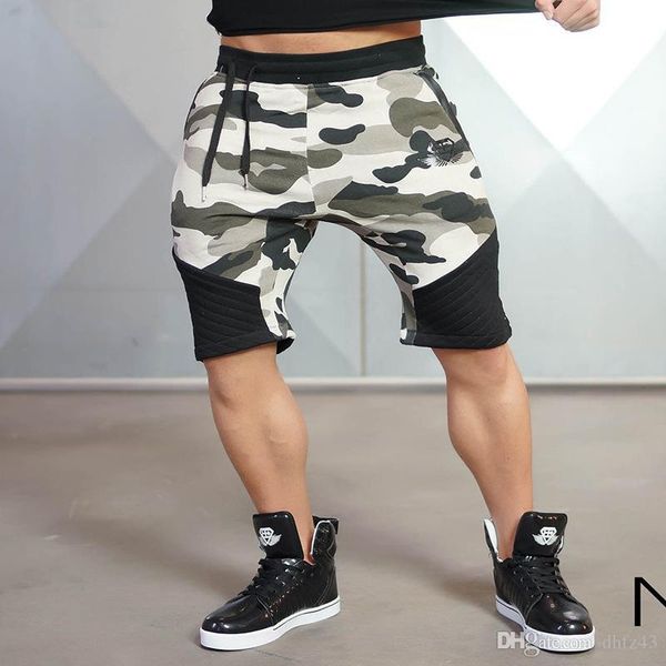 

sj camouflage men's short trousers 2016 casual calf-length jogger mens shorts sweatpants fitness man workout cotton shorts, White;black