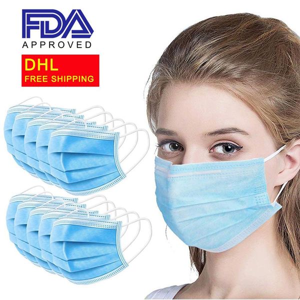 

disposable face mask 3 layer ear-loop dust mouth masks cover 3-ply non-woven disposable designer dust mask mascherine 7339044