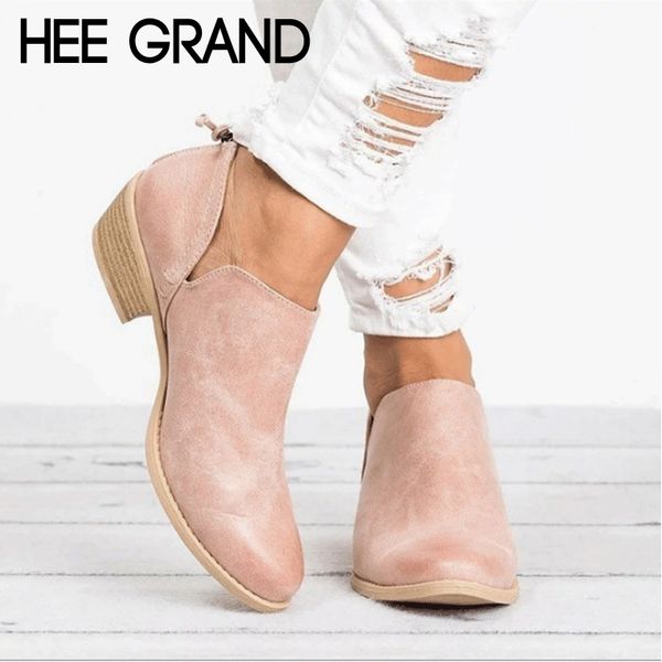 

hee grand women winter boots slip on women causal ankle boots platform shoes woman creepers rubber flats plus size 35-43 xwx6903 y200115, Black