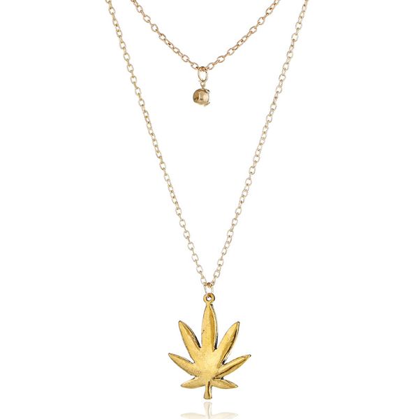 

wholesale-necklace summer accessories female japanese korean fashion temperament autumn and winter maple leaf jewelry retro simple, Silver