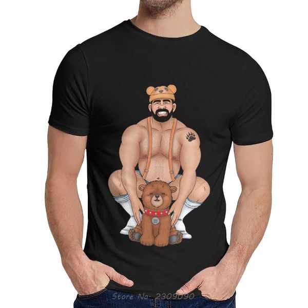 

men's t-shirt daddy bear t shirt barebeef gaybear gayart gay pride lgbt tshirt cotton stylish o-neck cartoon design tee shirt, White;black