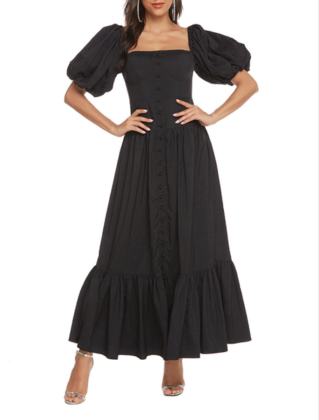 

party dresses black dress puff sleeve whtie vintage fashion women night club long, White;black