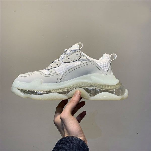 

2019 fashion designer mens women casual shoes sneakers cushion triple s 3.0 combination nitrogen outsole crystal bottom dad casual shoes t07, Black