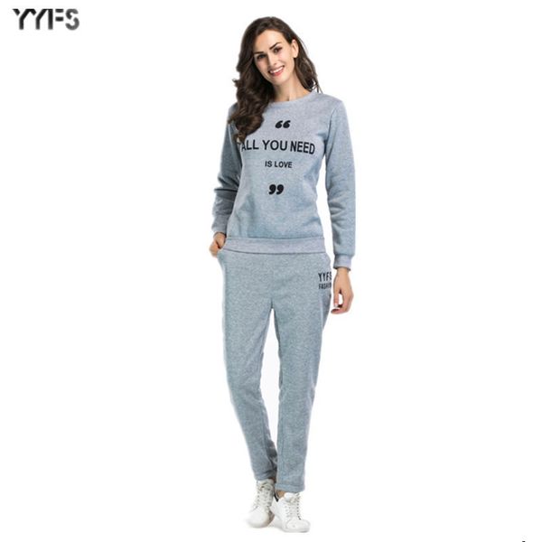 

women designer large size sports suit female letter printed sweater casual pants two-piece women24zg24zg, Gray