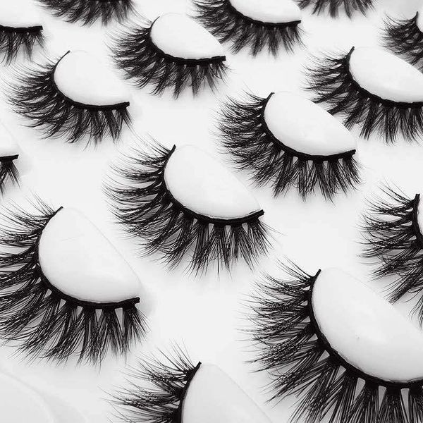 

10 pairs of handmade eyelashes 3d fake mink fur eyelashes natural long