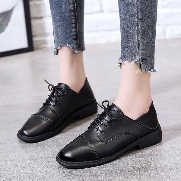 

british style summer shoes ladies casual female sneakers round toe all-match oxfords women's modis flats shallow mouth preppy, Black