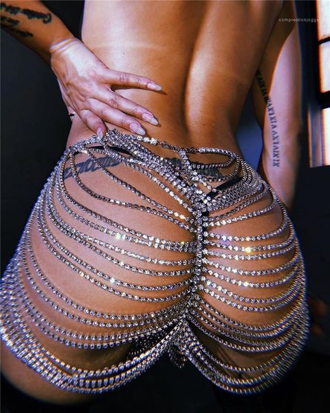 

цепь pary юбка женская sexy металлический корпус rhinestone летний дизайнер see through блестками мини юбка ночной клуб, Black
