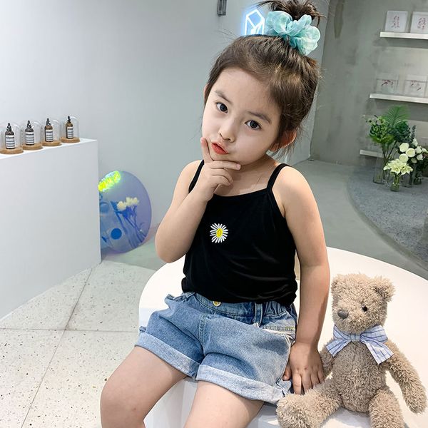 

family matching outfits 2021 sun-korean children clothes girl knit waistcoats kids sleeveless lace vest all-matched halterneck, Blue