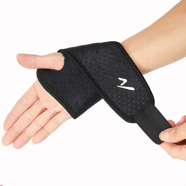 

hand wrist support long wristband men running wrist basketball glove thumb bandage safety straps sport sweatbands, Black;red