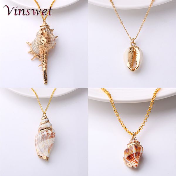 

vinswet boho fashion gold color conch sea shell pendants necklace for women ocean seashell beach necklace jewelry mother's day, Silver