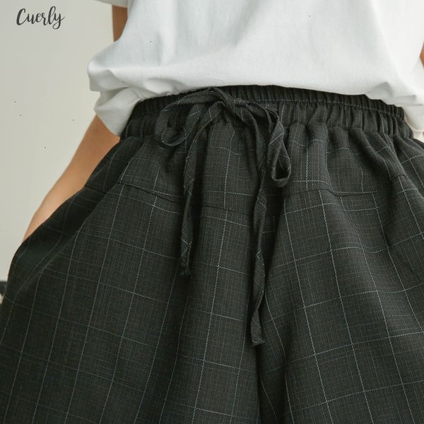 

pants short female summer shorts new cotton linen wide leg trousers women casual plus size lace up elastic waist shorts, White;black