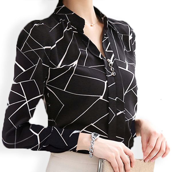 

women blouse ladies s shirt foxmertor v neck autumn v neck print elegant office lady shirt long sleeve blusas feminina f114, White