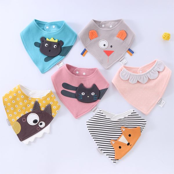 

Cotton Infant Bibs Waterproof Baby Meal Bib Reusable Washable Cotton Baby Bibs Burp Cloth Cartoon Print Arrow Wave Triangle Bibs