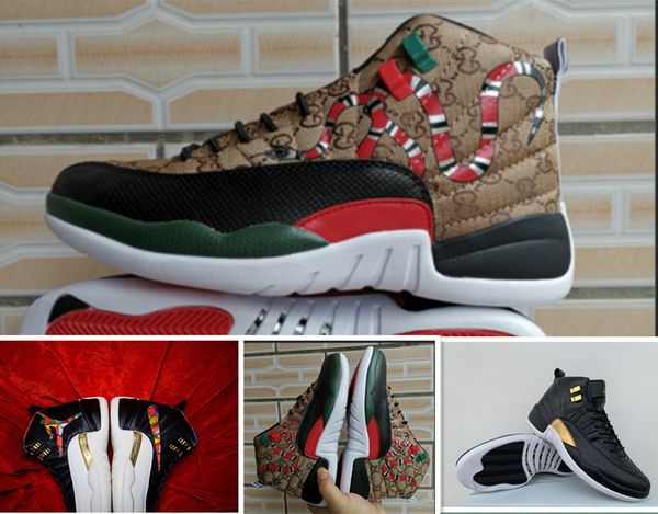 

12 gs generation of snake black brown red men basketball shoes new style 12s mens snakeskin cny sports designer sneakers 7-13