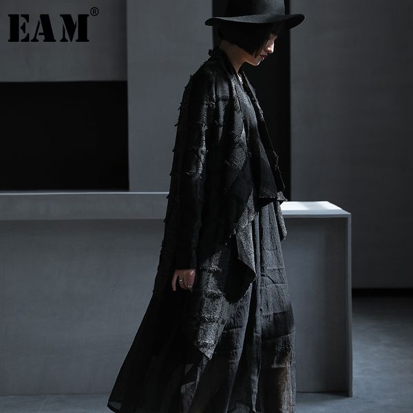 

eam] loose fit black tassel split big size jacket new v-collar long sleeve women coat fashion tide autumn winter 2019 1k816, Black;brown