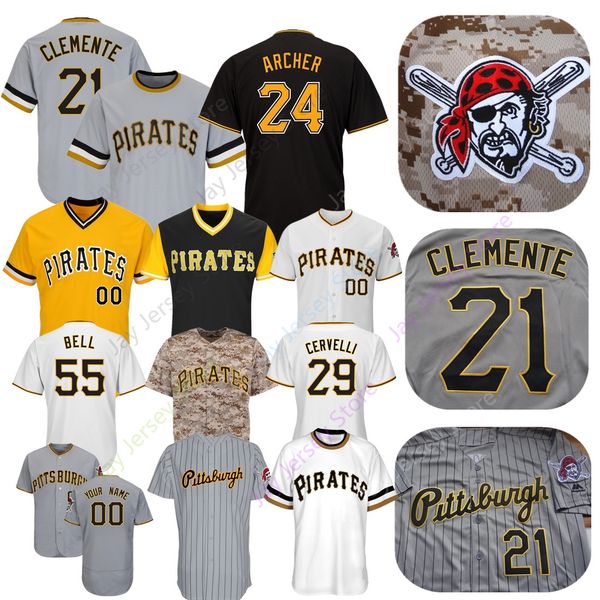 

Custom Pirates Jersey Mazeroski Hurdle Reyes Shuck Pittsburgh Moran Tekulve Lyles Williams Kramer Taillon Martin Musgrove
