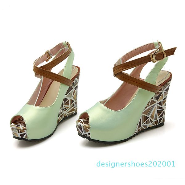 

buckle women pumps 120mm wedge fashion slingback shoes ladies peep toe high heels sandals wedding platform office dress 01d, Black