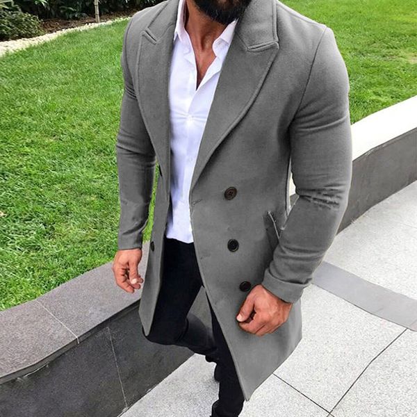 

monerffi korean winter warm trench coat men long-sleeved solid gentleman pockets long jacket coat men outwear chaqueta hombre, Black