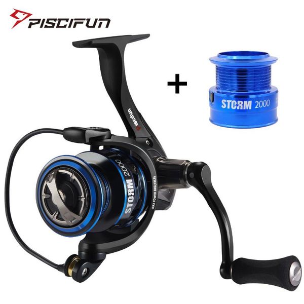 

piscifun 6.2:1 high gear ratio spinning reel with extra spare light spool 2000,3000,4000,5000 11 bb 10kg max drag fishing reel